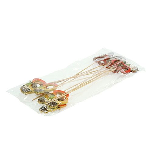 Floristik24 Palos otoñales erizo con manzana 7cm 12pcs