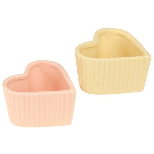 Floristik24 Corazon Decoracion Ceramica Amarillo Anaranjado Brillante 11×10×6cm 6uds