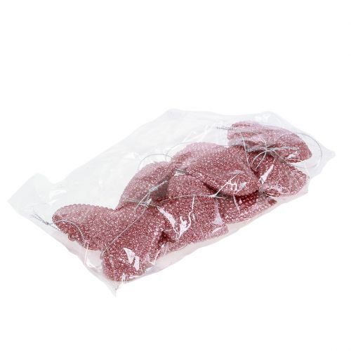 Floristik24 Corazón rosa para colgar con mica 6,5cm x 6,5cm 12pcs