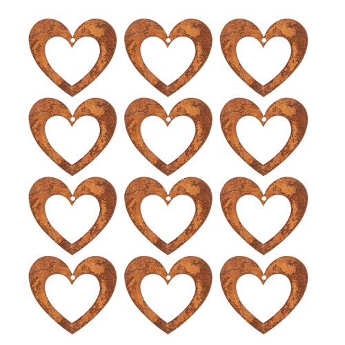 Floristik24 Corazón decorativo óxido decoración de jardín corazón de metal 10cm 12 piezas