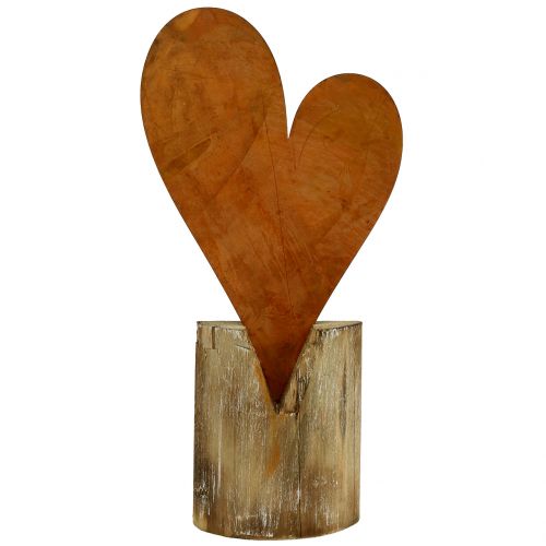 Floristik24 Corazón oxidado en pie de madera 40cm x 20cm