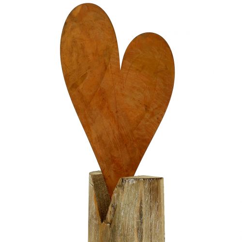 Floristik24 Corazón oxidado en pie de madera 40cm x 20cm