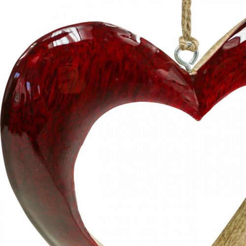 Artículo Corazón de madera, deco corazón para colgar, corazón deco rojo H15cm