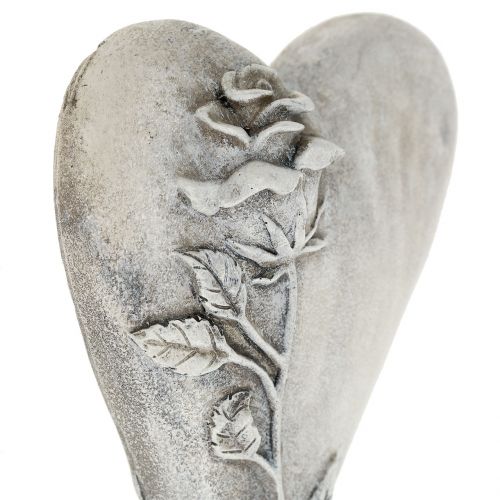 Floristik24 Corazón con rosa gris 16,5cm x 10cm 2 uds.