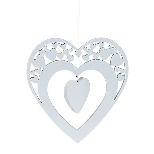 Floristik24 Corazón para colgar blanco 23cm