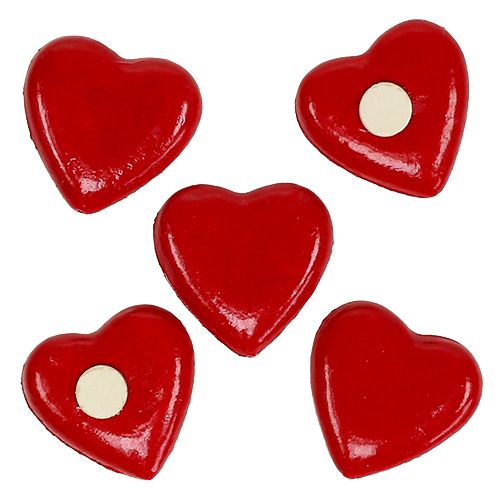 Floristik24 Corazón para pegar 3,5cm rojo 24pcs