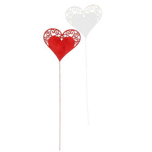 Floristik24 Corazón en un palo, tapón decorativo de corazón, decoración de boda, Día de San Valentín, decoración de corazón 16 piezas