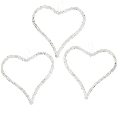 Floristik24 Bast corazón para colgar blanco 10cm 12pcs