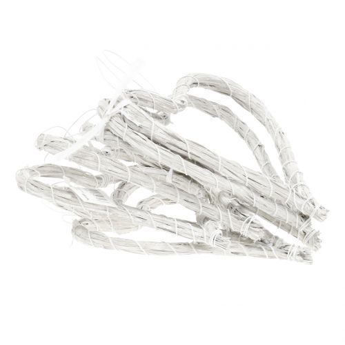 Bast corazón para colgar blanco 15cm 8pcs | Floristik24.es