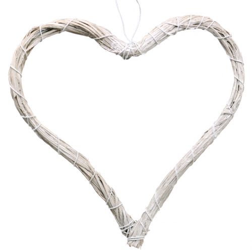 Floristik24 Bast corazón para colgar blanco 20cm 6uds