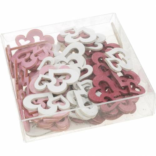 Floristik24 Corazones de madera, artículos dispersos para decoración de mesa, Día de San Valentín, decoración de boda, doble corazón 72 piezas