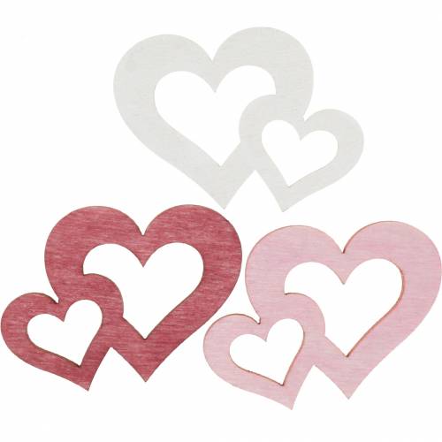 Floristik24 Corazones de madera, artículos dispersos para decoración de mesa, Día de San Valentín, decoración de boda, doble corazón 72 piezas
