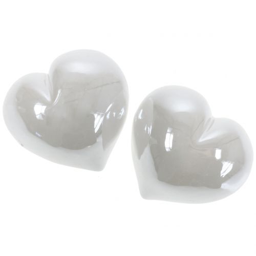 Floristik24 Corazón blanco madreperla 7cm 4pcs