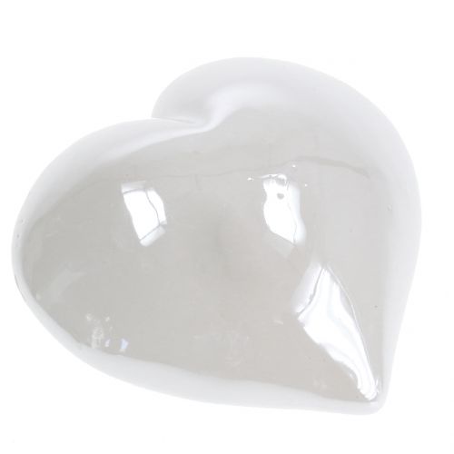 Floristik24 Corazón blanco madreperla 7cm 4pcs