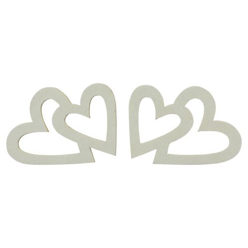Artículo Corazón deco decoración dispersa corazones dobles decoración de madera crema 4,5 cm 48 piezas