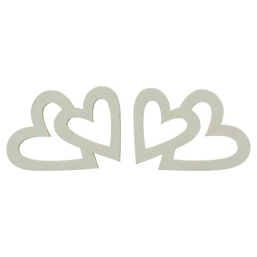 Decoración de corazones decoración dispersa corazones dobles decoración de madera crema 4,5 cm 48 piezas