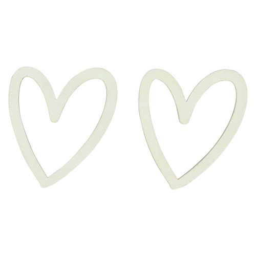 Corazón deco rocía corazones decoración de mesa de madera crema 4,5 cm 48 piezas