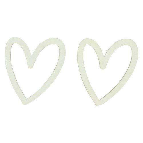 Corazón deco rocía corazones decoración de mesa de madera crema 4,5 cm 48 piezas