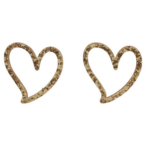 Artículo Corazón deco asperja corazones decoración de mesa de madera oro 5cm 48pcs