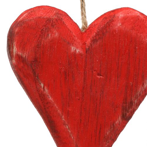 Artículo Corazones de madera para colgar rojo, blanco 11,5cm 4uds