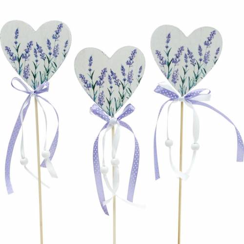 Floristik24 Corazón de lavanda, decoración de verano, corazón para pegar con lavanda, decoración de corazón mediterráneo 6 piezas