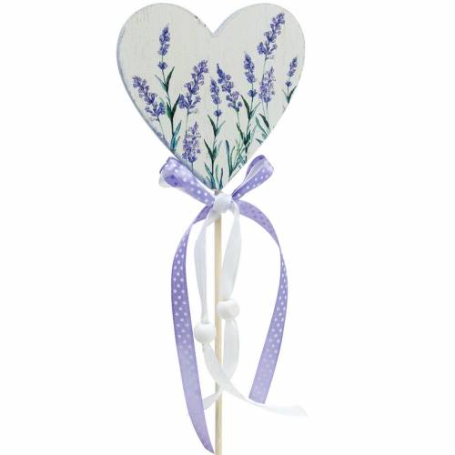 Floristik24 Corazón de lavanda, decoración de verano, corazón para pegar con lavanda, decoración de corazón mediterráneo 6 piezas