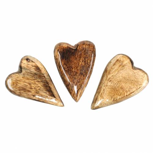 Floristik24 Corazones de madera de mango vidriados naturales 6.2–6.6cm × 4.2–4.7cm 16 piezas