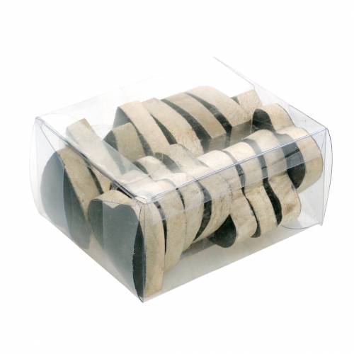Floristik24 Corazones de madera de mango vidriado natural, negro 4,3cm × 4,6cm 16 piezas