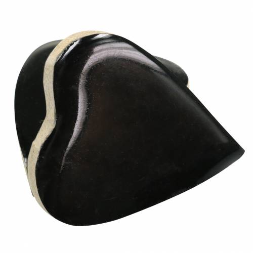Floristik24 Corazones de madera de mango vidriado natural, negro 4,3cm × 4,6cm 16 piezas