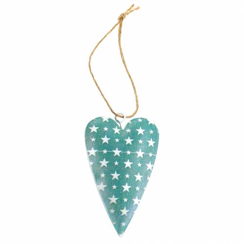 Floristik24 Percha decorativa corazón metal verde blanco vintage 3,5x6,5cm 12ud