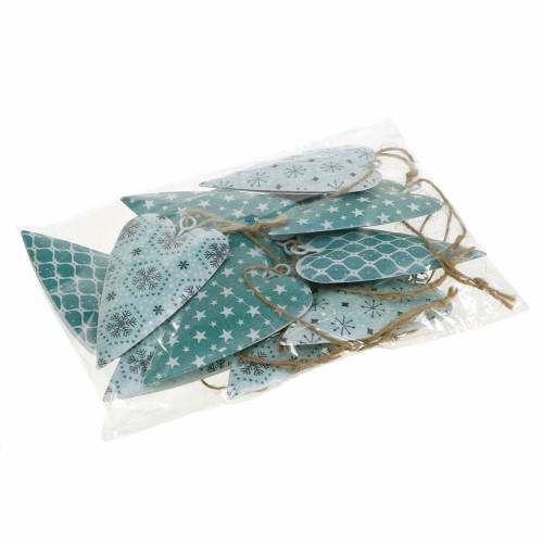 Floristik24 Percha decorativa corazón metal verde blanco vintage 3,5x6,5cm 12ud