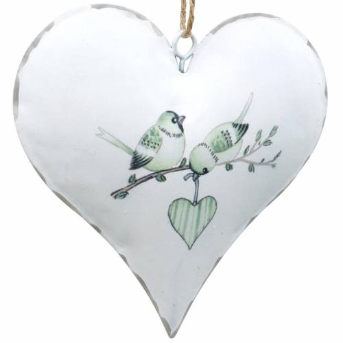 Floristik24 Corazón de suspensión de decoración con motivo de pájaro, decoración de corazón para el día de San Valentín, colgante de metal en forma de corazón 4 piezas