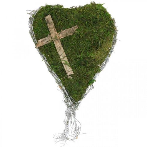 Floristik24 Decoración de tumbas enredaderas de corazón musgo para arreglos graves 30×20cm