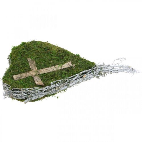 Floristik24 Decoración de tumbas enredaderas de corazón musgo para arreglos graves 30×20cm