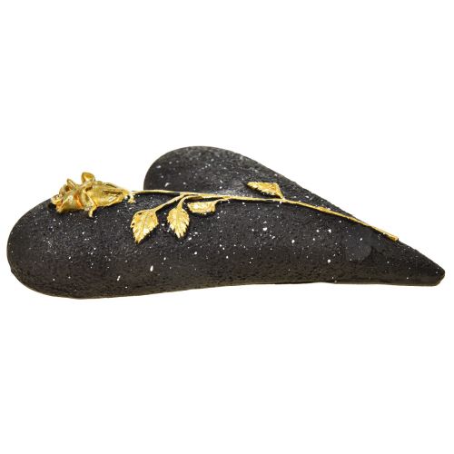 Floristik24 Corazón con decoración de tumba en oro negro rosa 14×10×3cm 2 piezas