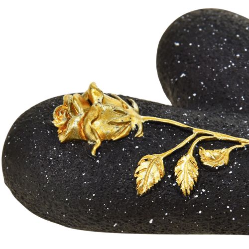 Corazón con joyería de tumba de oro negro rosa 14 × 10 × 3 cm 2 piezas