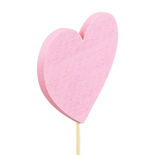 Floristik24 Tapón de flores tapón decorativo corazón de madera rosa 6,5×6cm 10ud