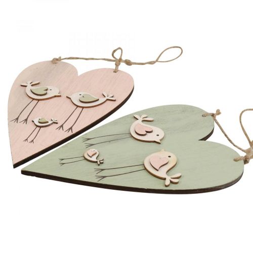 Artículo Corazón de madera, corazón decorativo para colgar, decoración de corazón H16cm 6pcs