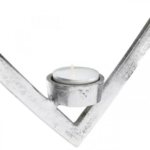 Artículo Corazón para colgar, portavelas para Adviento, decoración de boda metal plateado Al.24cm