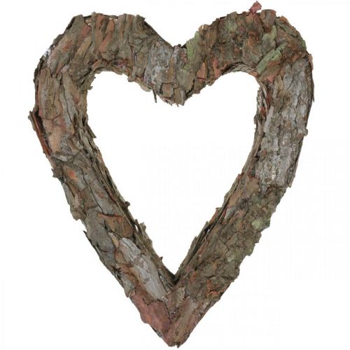 Artículo Deco corazón abierto corteza de pino decoración de otoño decoración de tumbas 30×24cm