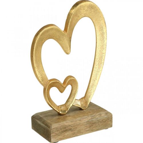 Floristik24 Corazones de metal Decoración de mesa Día de San Valentín Decoración de boda Dorado Natural H19cm