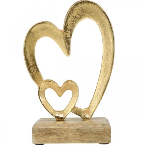 Floristik24 Corazones de metal Decoración de mesa Día de San Valentín Decoración de boda Dorado Natural H19cm