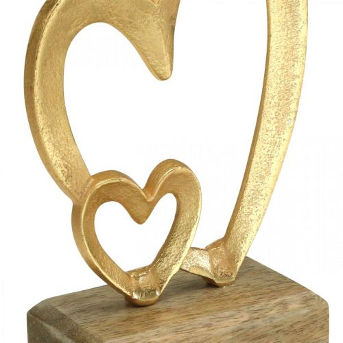 Floristik24 Corazones de metal Decoración de mesa Día de San Valentín Decoración de boda Dorado Natural H19cm