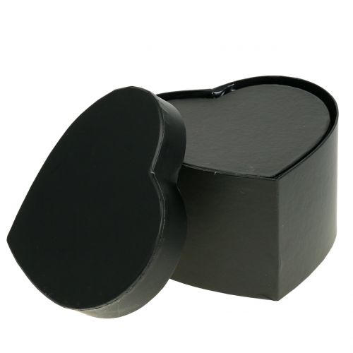Floristik24 Caja flor corazón negro 18 / 20cm 2pcs