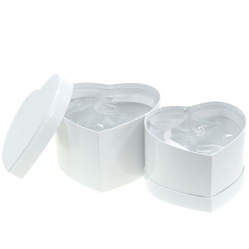 Herzbox caja de flores blanco 14 / 16cm 2pcs