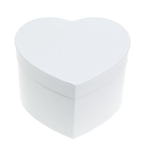 Floristik24 Herzbox caja de flores blanco 14 / 16cm 2pcs
