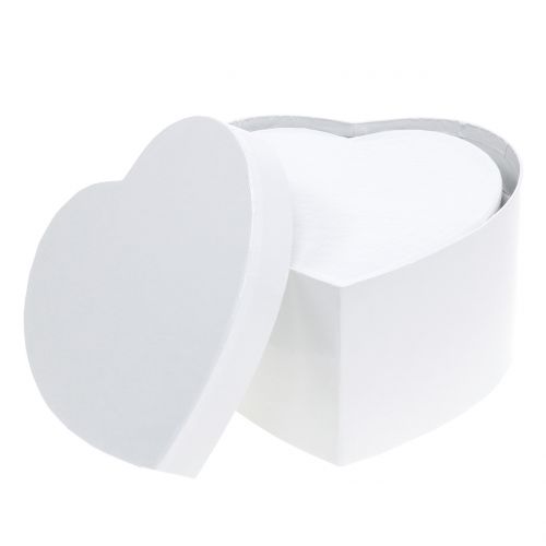 Floristik24 Herzbox caja de flores blanco 14 / 16cm 2pcs