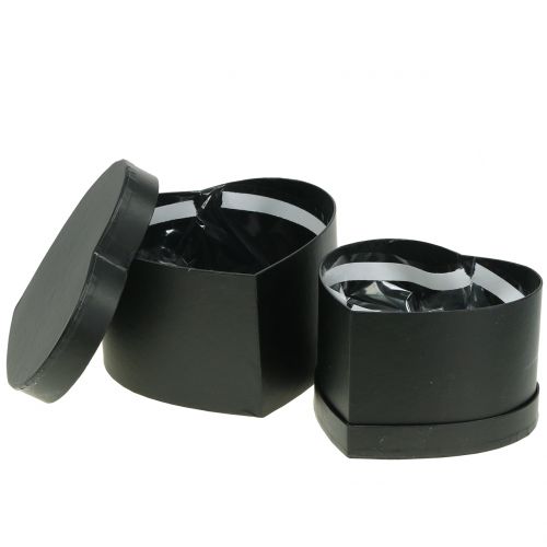 Floristik24 Caja flor corazón negro 18 / 20cm 2pcs