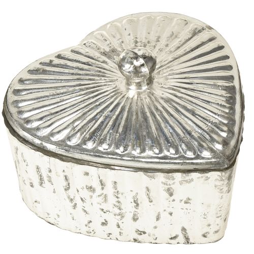 Floristik24 Lata en forma de corazón con tapa, lata de cristal con corazón, champán, 15,5×15×10cm