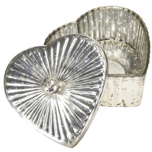 Artículo Lata en forma de corazón con tapa, lata de cristal con corazón, champán, 15,5×15×10cm